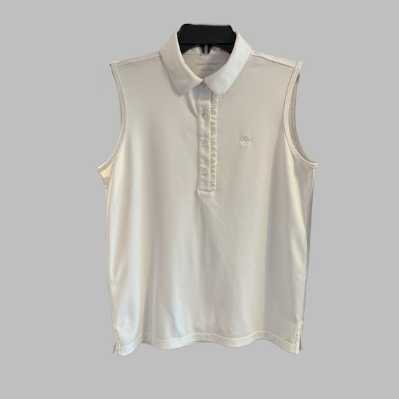 Tory Sport Sleeveless Tech Pique Ruffle Golf Shirt - Picture 1 of 4